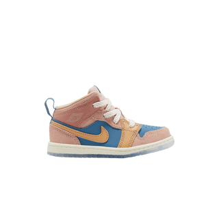 Jordan 1 Mid Sneaker School Aegean Storm Pink Oxford Red Stardust Hemp (TD)