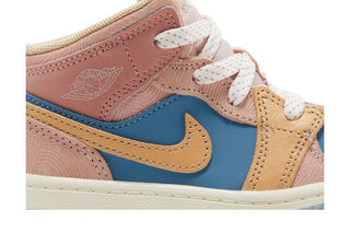 Jordan 1 Mid Sneaker School Aegean Storm Pink Oxford Red Stardust Hemp (TD)