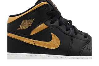 Jordan 1 Mid Black Metallic Gold Swoosh (GS)