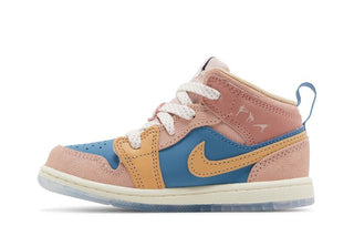 Jordan 1 Mid Sneaker School Aegean Storm Pink Oxford Red Stardust Hemp (TD)