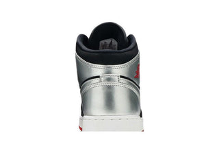 Jordan 1 Mid Black Red Silver (GS)