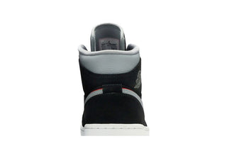 Jordan 1 Mid Black Particle Grey Gym Red