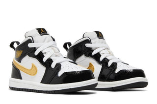 Jordan 1 Mid Patent Black White Gold (TD)