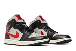 Jordan 1 Mid Black College Grey Gym Red (Women's)