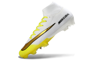 Front shot of Nike Air Zoom Mercurial Superfly X Elite FG soccer cleats in Golden Strike colorway.