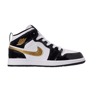 Jordan 1 Mid Patent Black White Gold (PS)