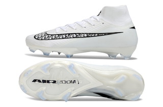Rear view of high-performance Nike Air Zoom Mercurial Superfly X Elite FG football cleats in Dior edition.