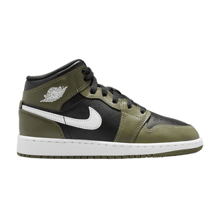 Jordan 1 Mid Black White Olive (GS)