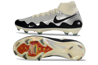 Side view of Nike Air Zoom Mercurial Superfly X Elite Football Boots White Waves Patta